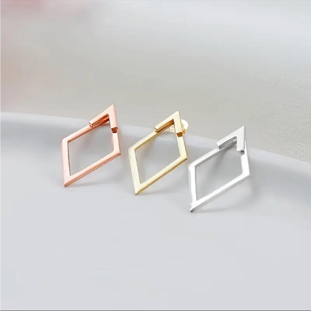 Silver Geometric Double Layer Earrings - image 3
